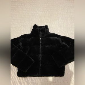 PrettyLittleThing black faux fur jacket